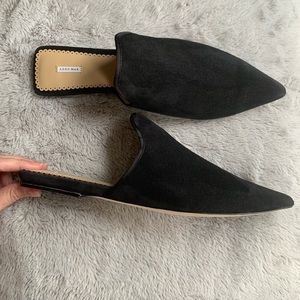 Leon Max Suede Black Mules